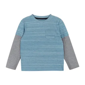 Dominic Long Sleeve Pocket Twofer Tee  | Aqua