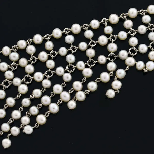 Edwardian Platinum, Diamond & Pearl Festoon Necklace