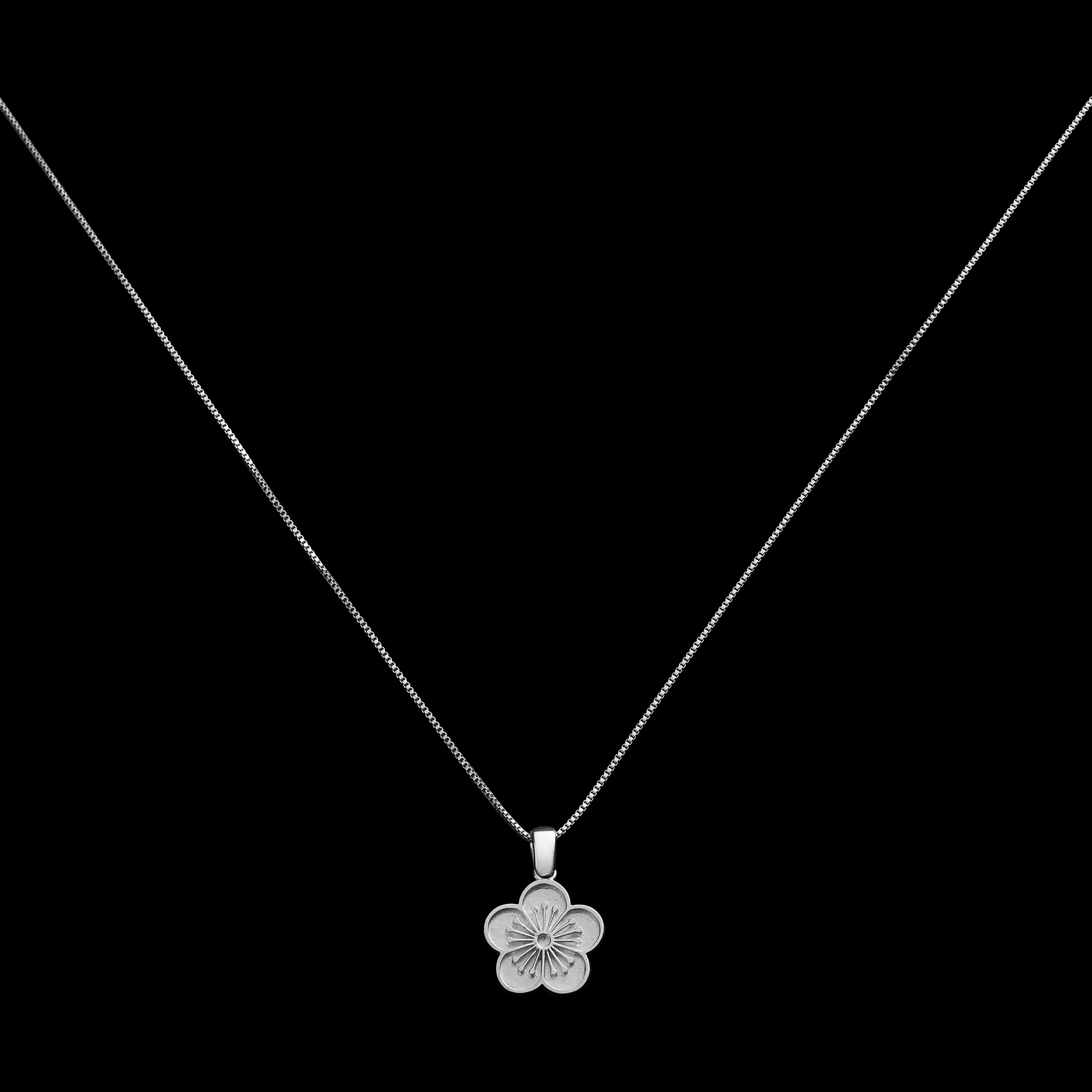 Ehwa Floral Pendant Necklace - Sterling Silver - 1 mm - 18” - Matte