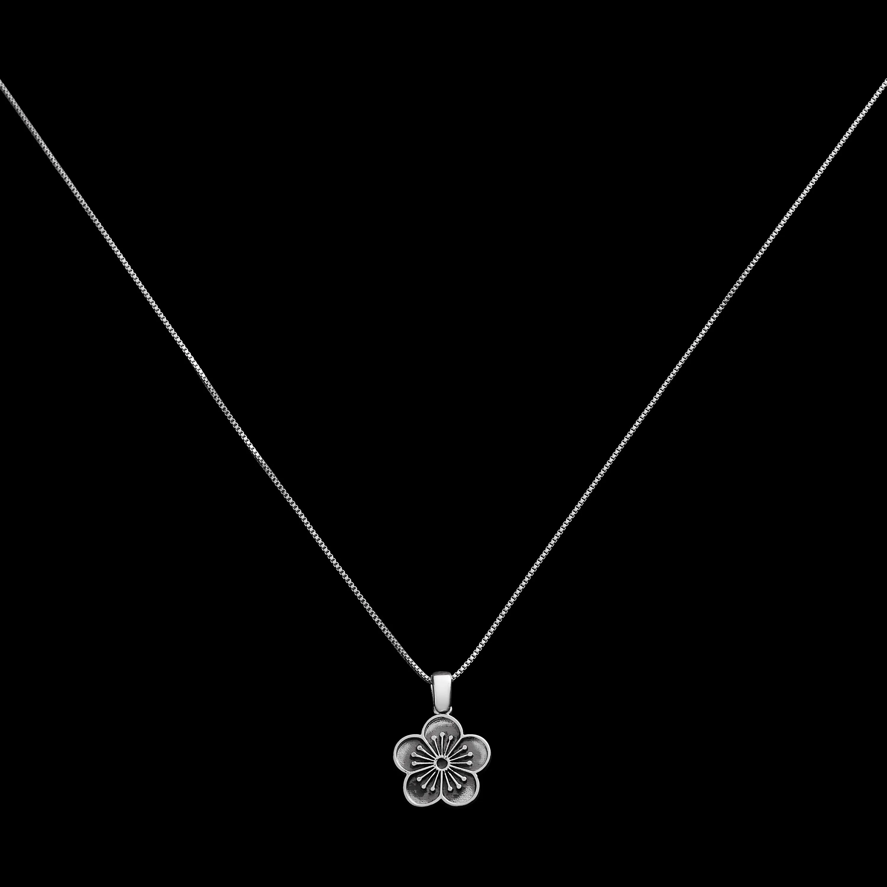 Ehwa Floral Pendant Necklace - Sterling Silver - 1 mm - 18” - Matte