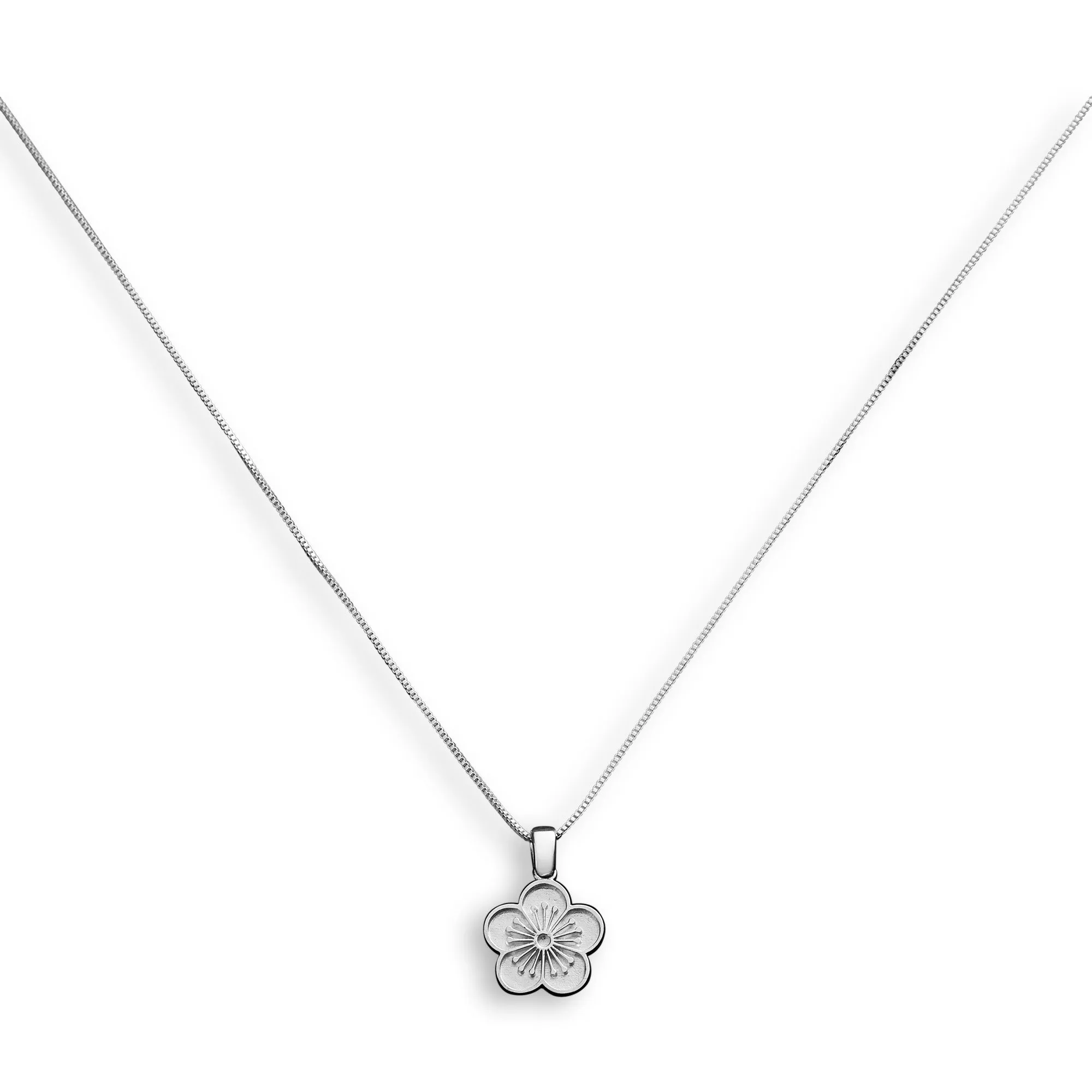 Ehwa Floral Pendant Necklace - Sterling Silver - 1 mm - 18” - Matte