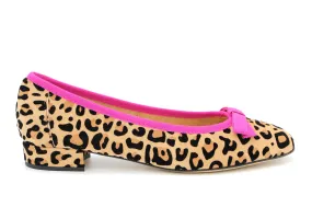 Fabucci Leopard Print Ballet Flat Pink Piping