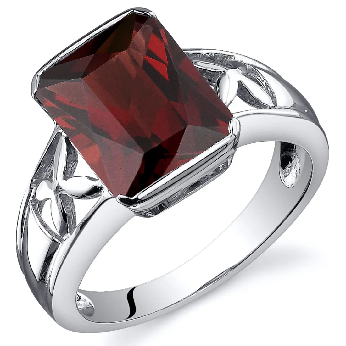 Garnet Radiant Cut Sterling Silver Ring Size 6