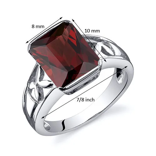 Garnet Radiant Cut Sterling Silver Ring Size 6