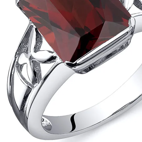 Garnet Radiant Cut Sterling Silver Ring Size 6