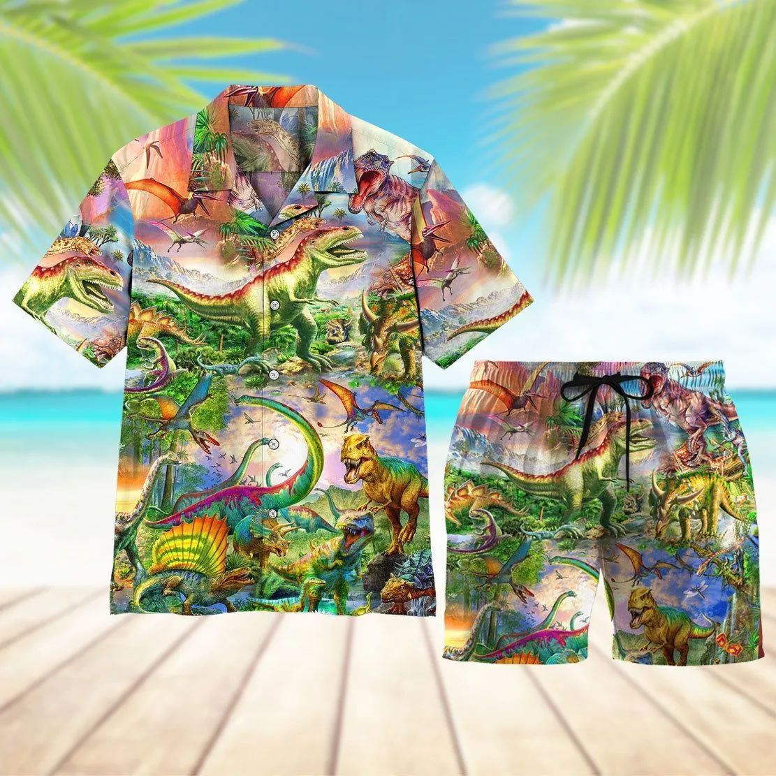 Gearhuman 3D Dinosaur Hawaii Shirt