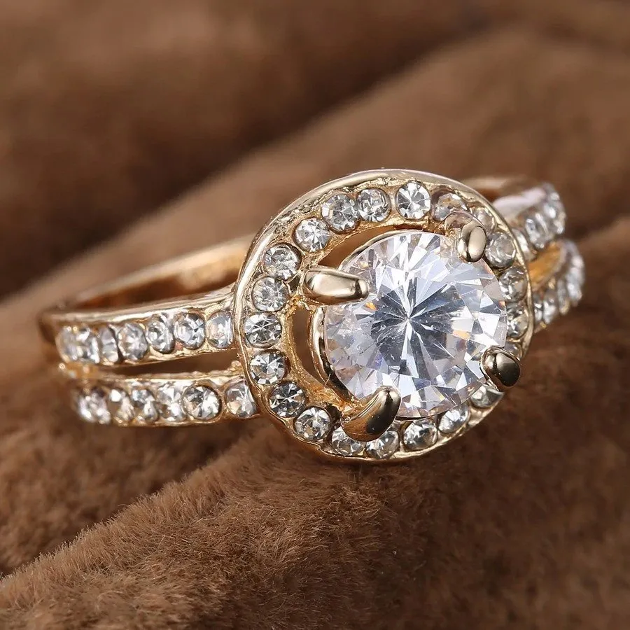 Gold Crystal Promise Ring