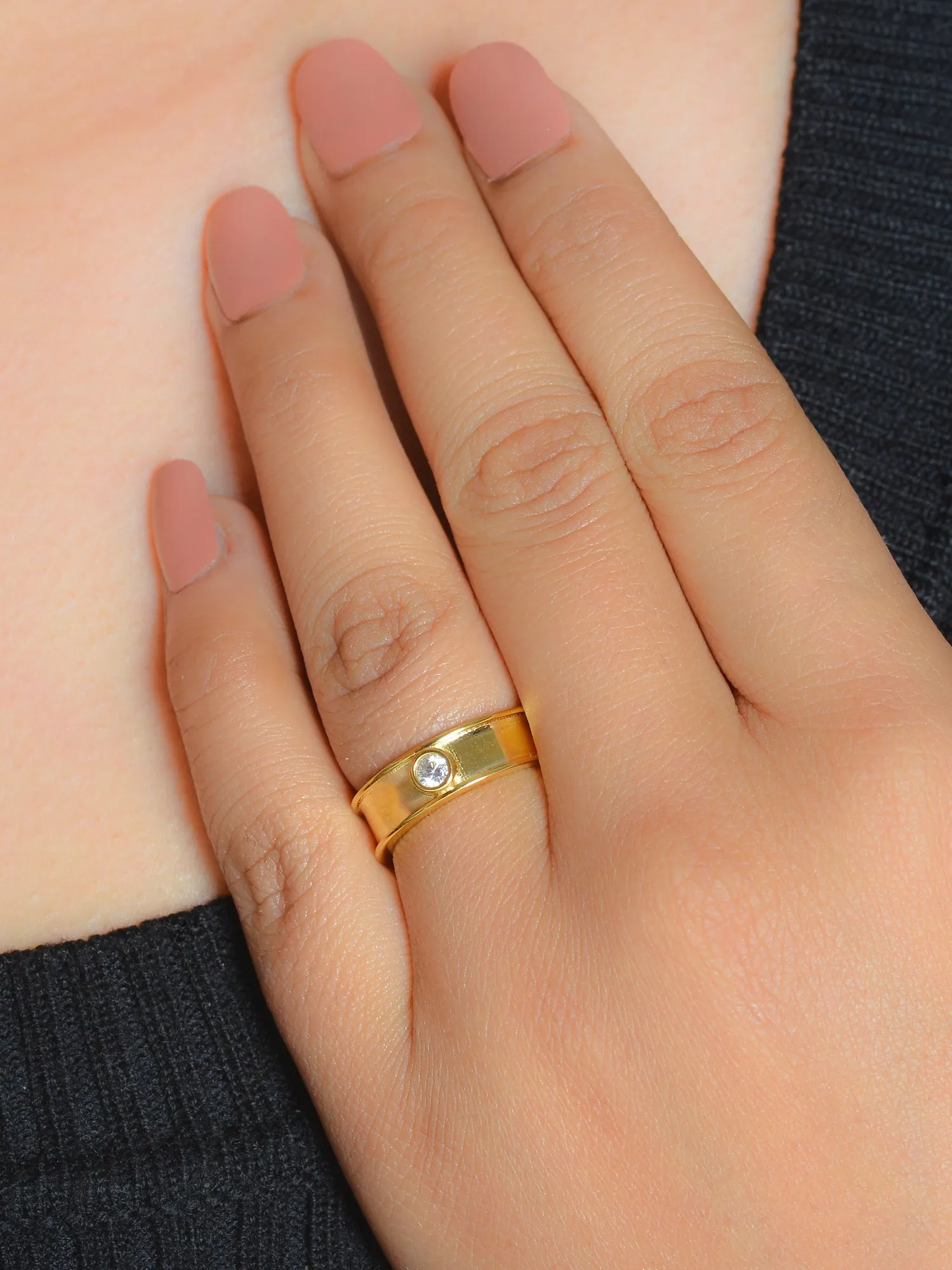 Gold Plated Solitaire Adjustable Ring