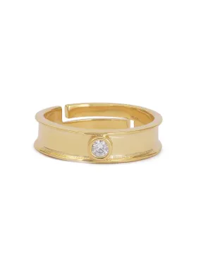 Gold Plated Solitaire Adjustable Ring