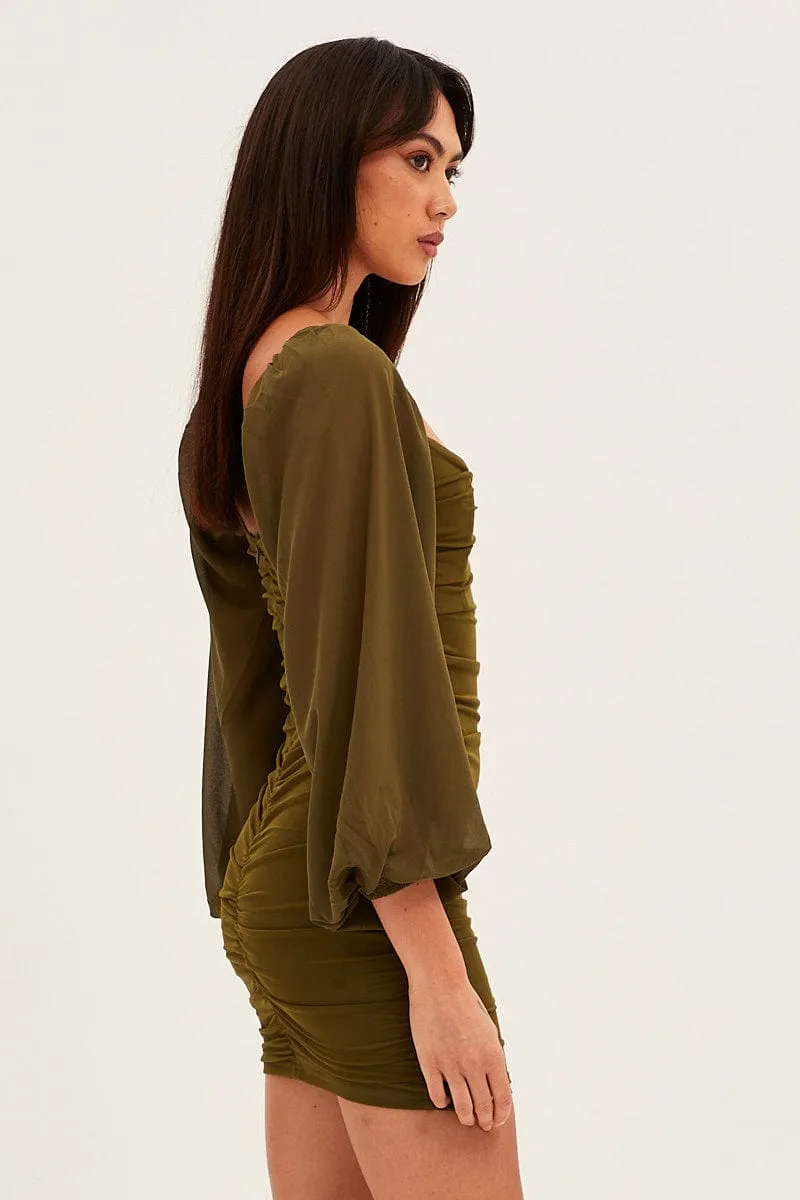 Green Long Sleeve Bodycon Mini Dress