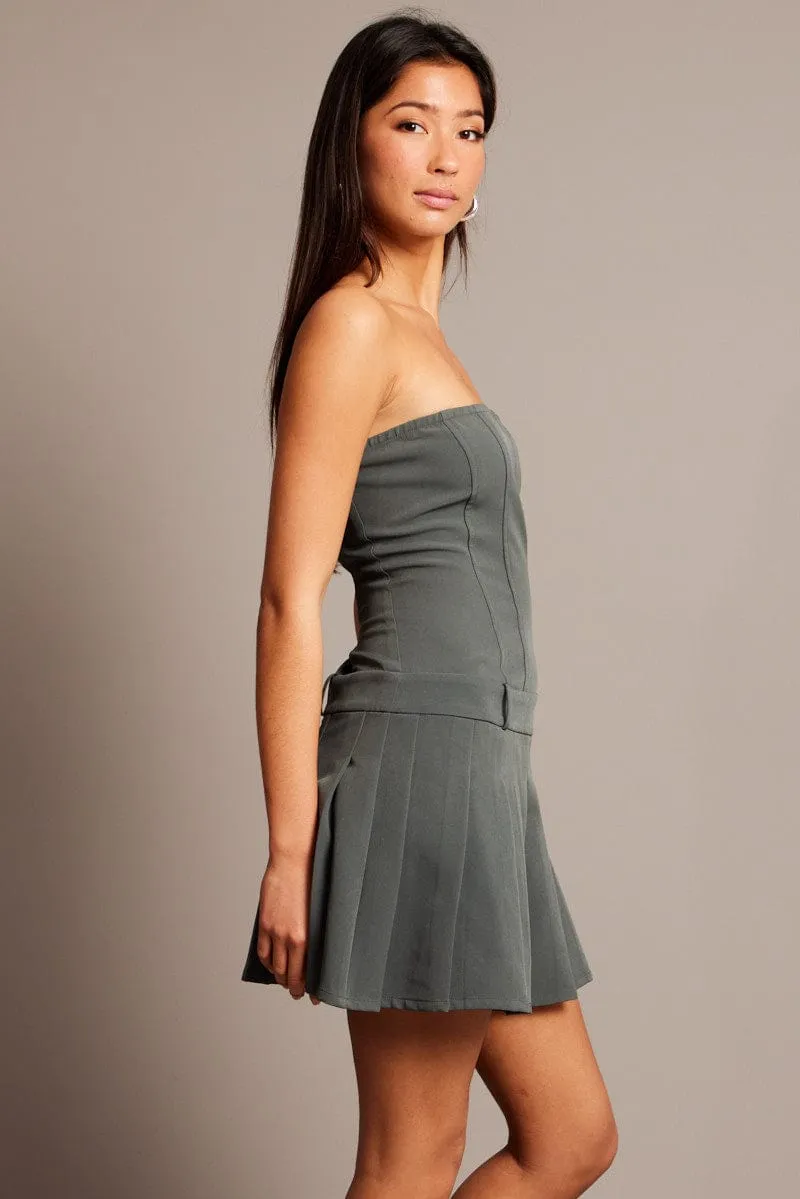 Grey Boob Tube Dress Mini