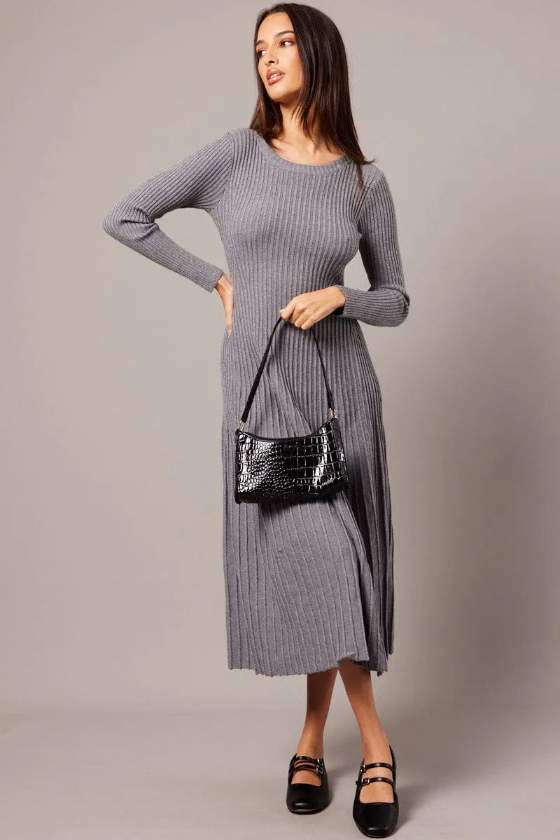 Grey Knit Dress Long Sleeve