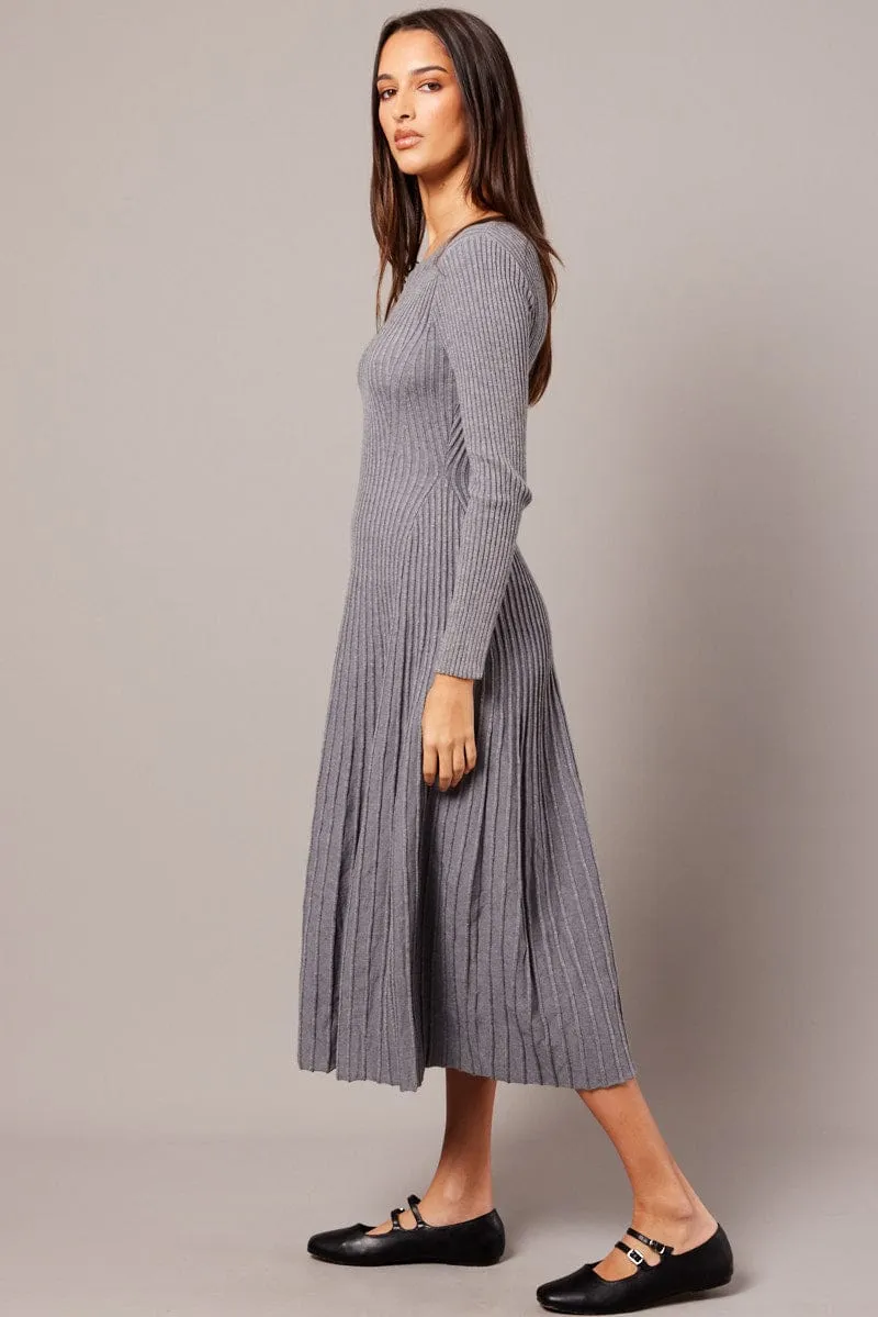 Grey Knit Dress Long Sleeve