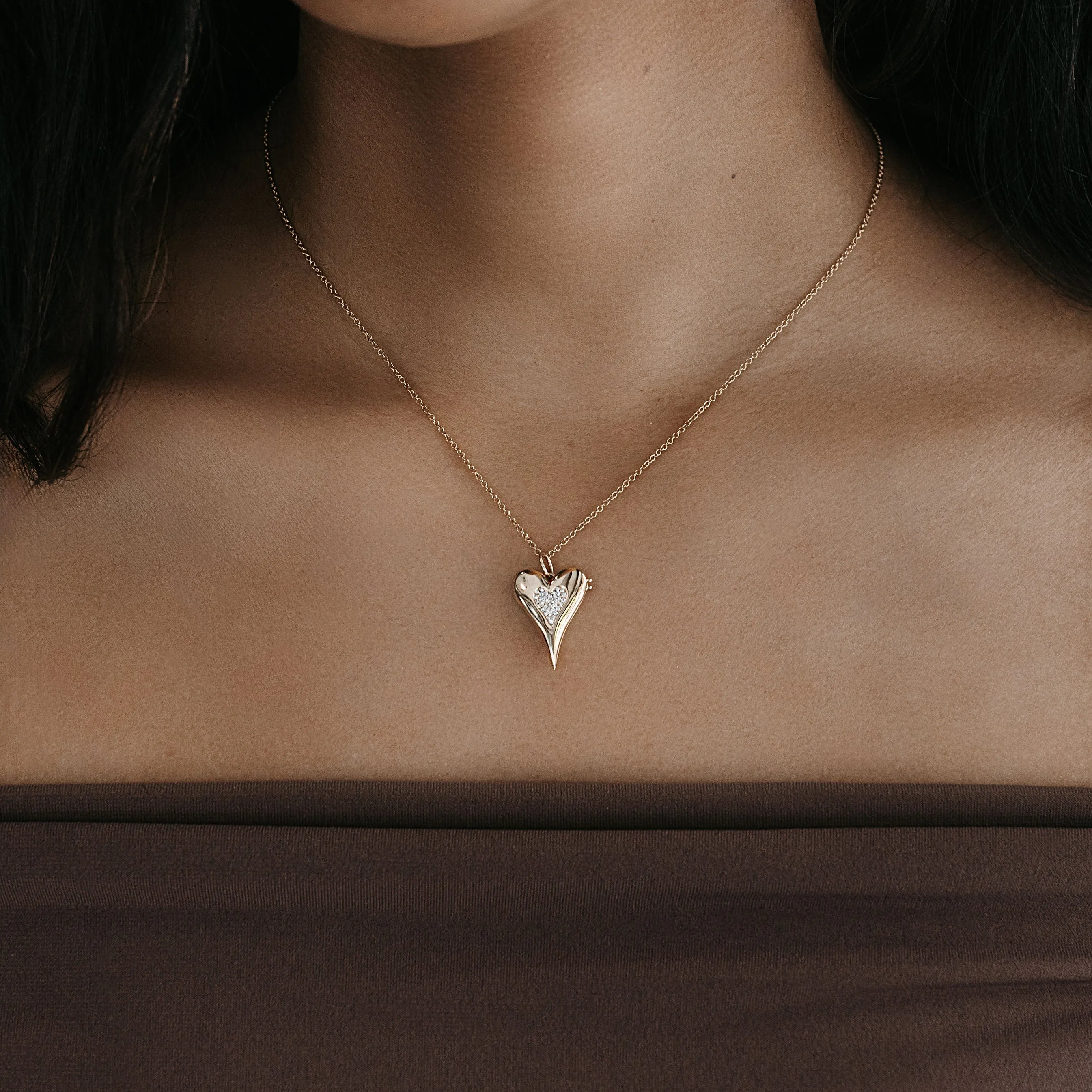 Heart Shaped Diamond Locket Necklace