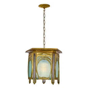 Hector Guimard Gilt Bronze and Glass Lantern Chandelier