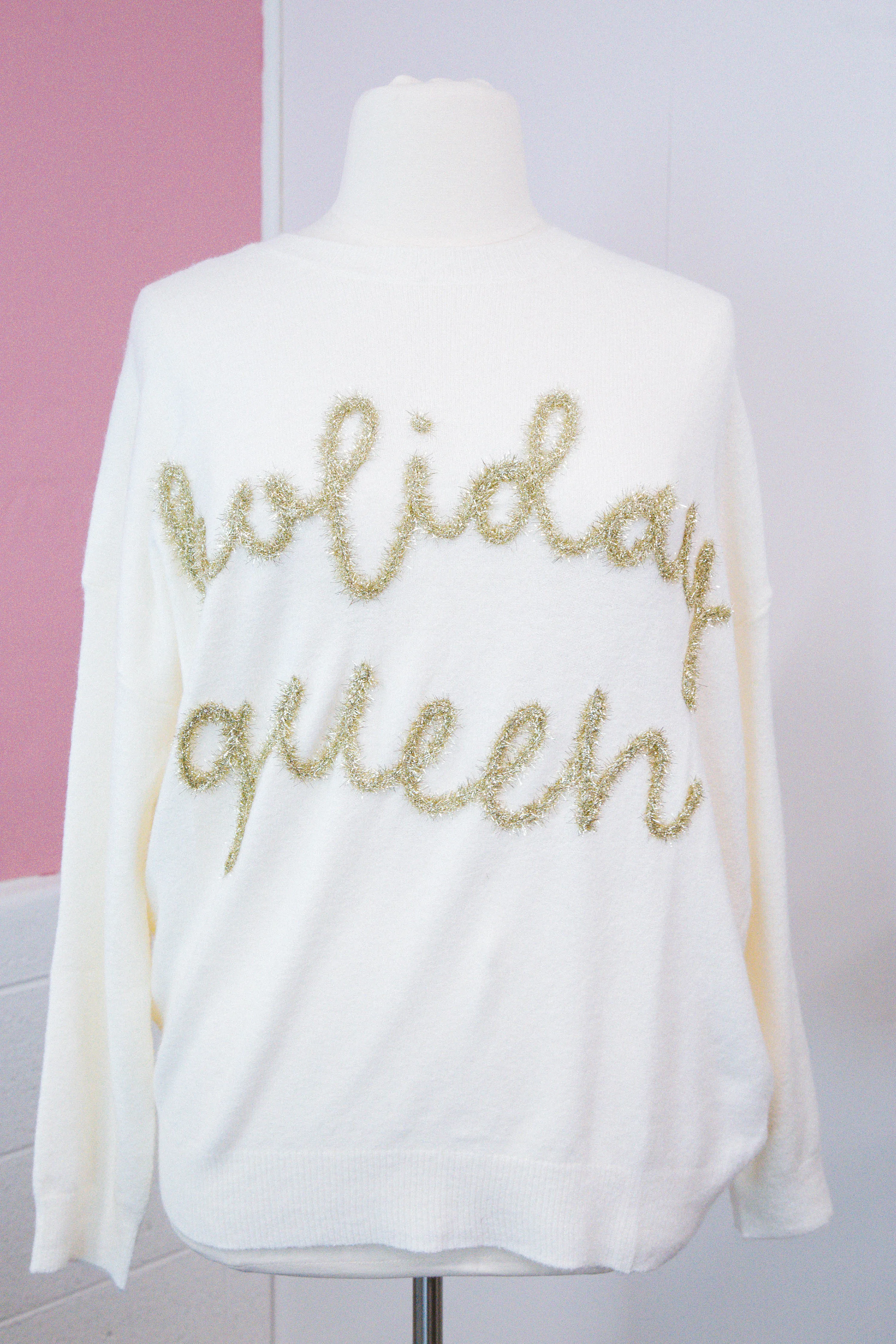 Holiday Queen Sweater, White | Extended Sizes