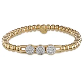 Hulchi Belluni Bracelet with Three Pave Diamond Moveable Stations  20395-YW