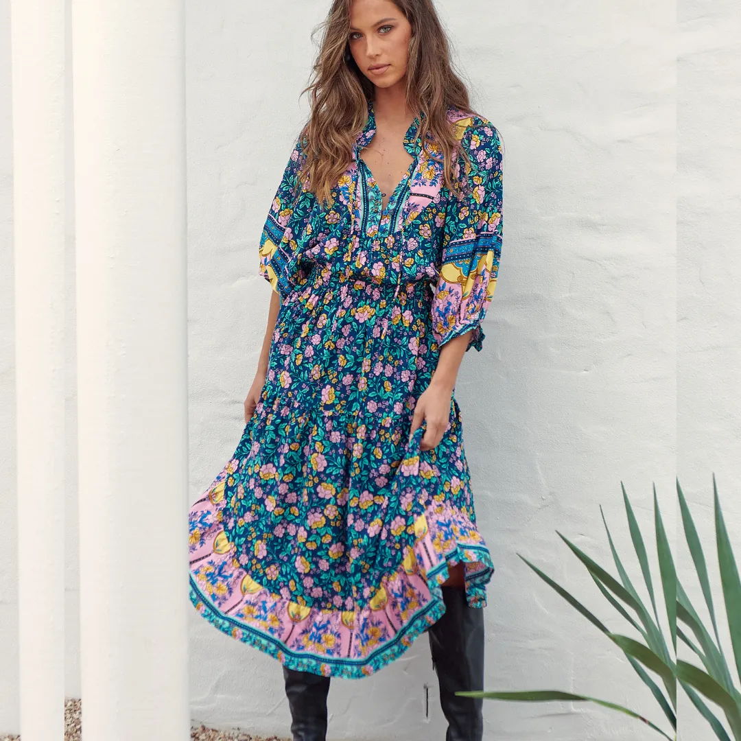 Jasmine Midi Dress Posy Print