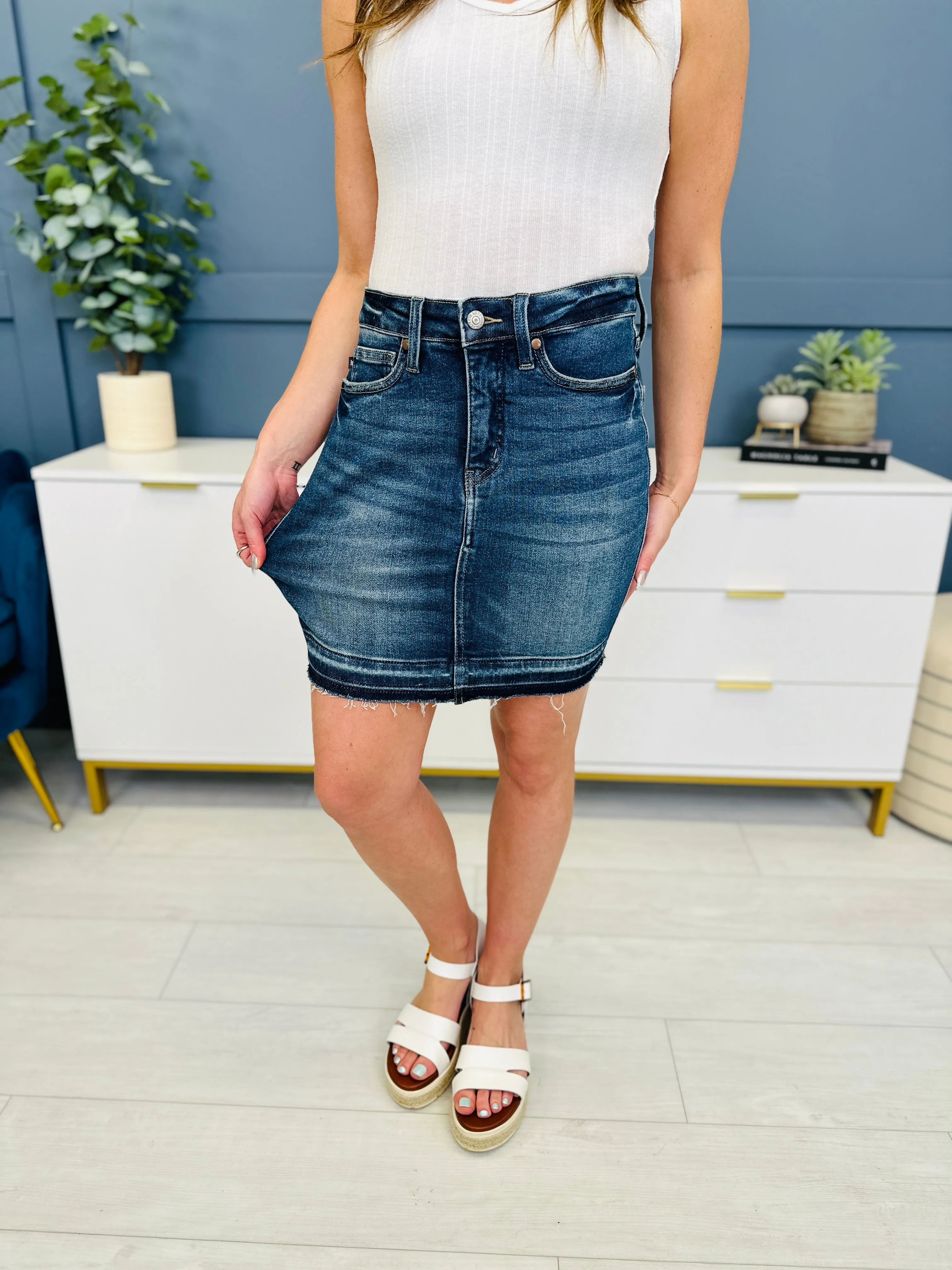 Judy Blue REG/CURVY Too Sweet Tummy Control Denim Skirt