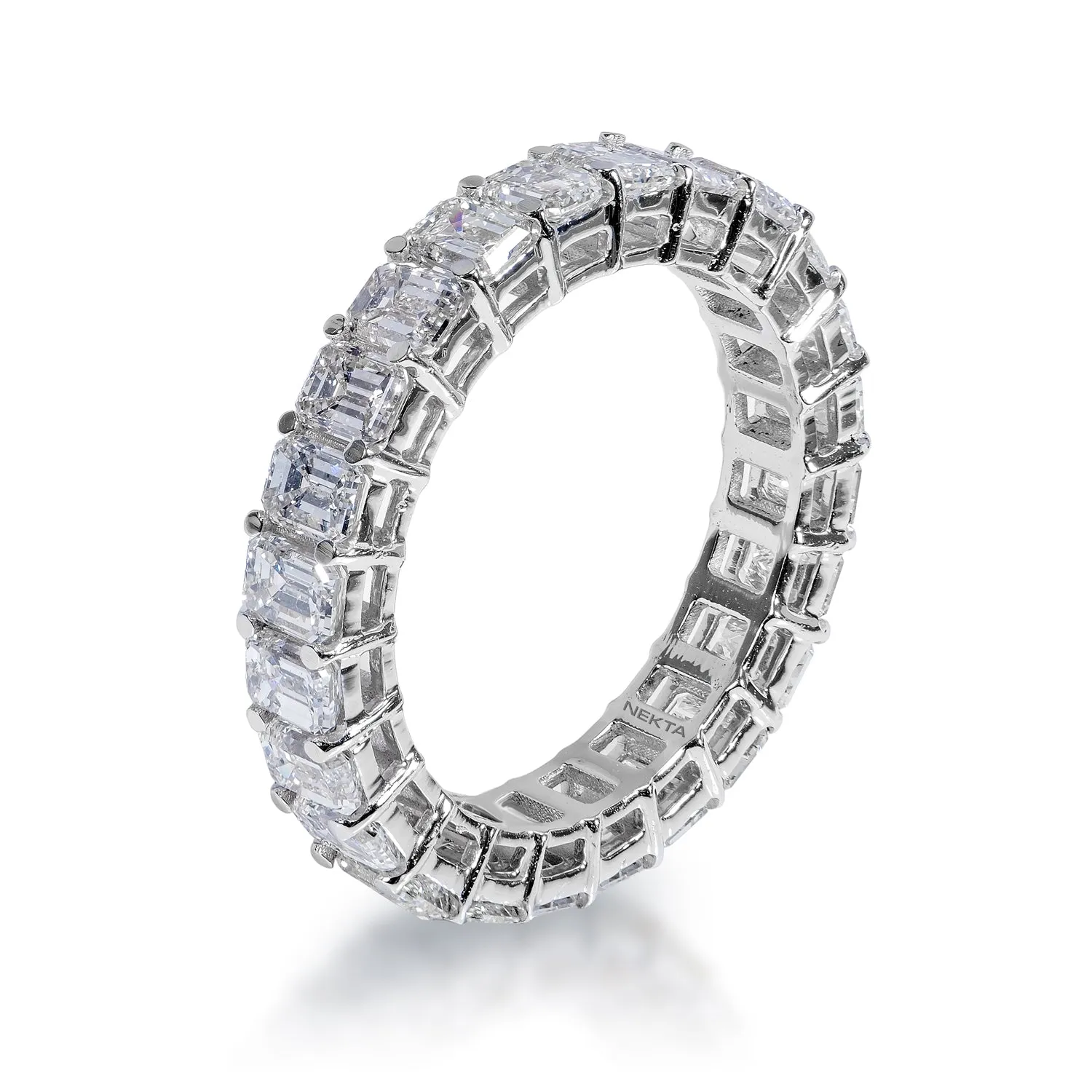 Julian 5 Carat Emerald Cut Diamond Eternity Band in 14k White Gold Shared Prong