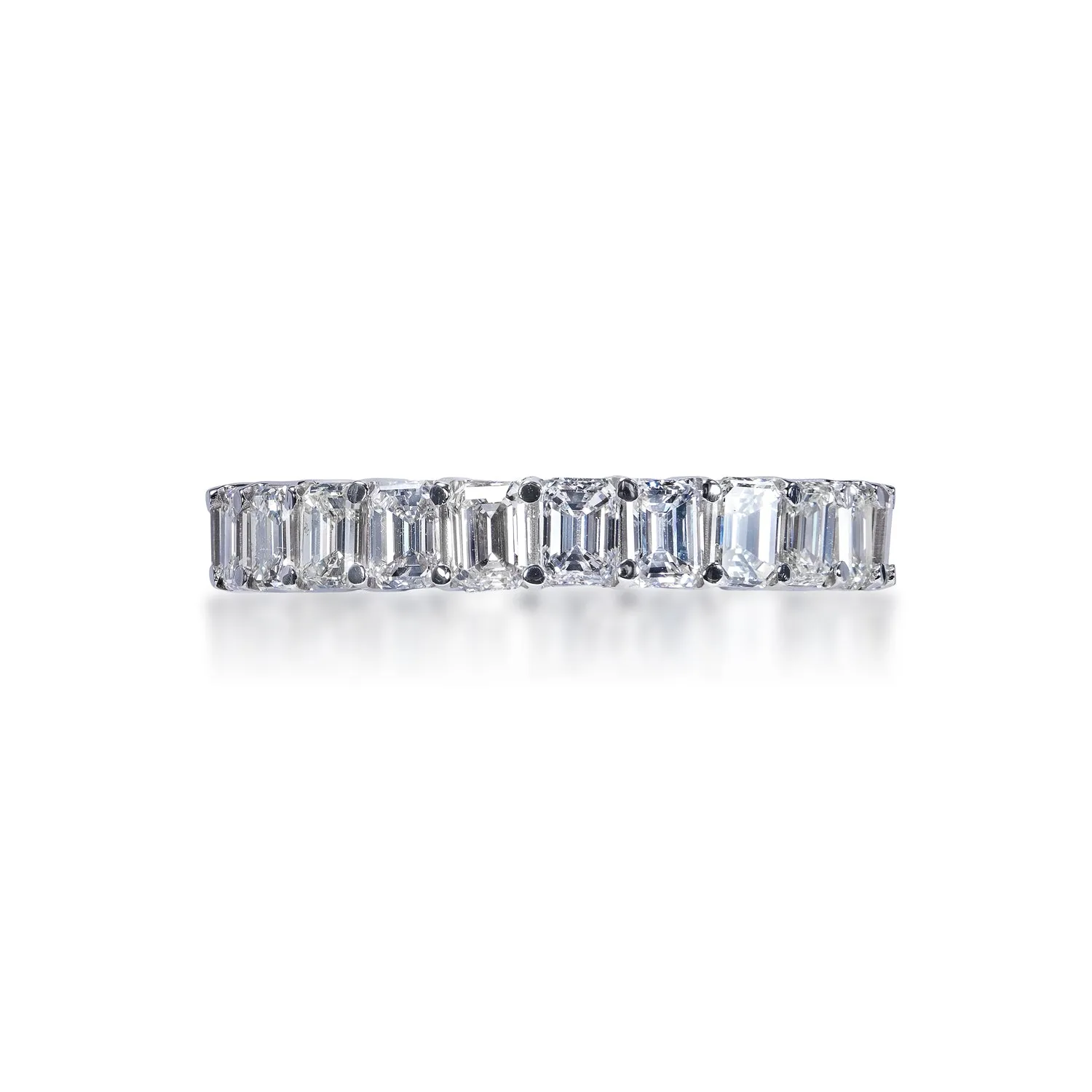 Julian 5 Carat Emerald Cut Diamond Eternity Band in 14k White Gold Shared Prong