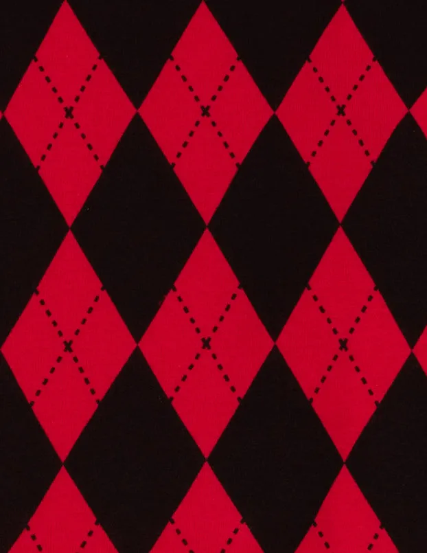 Kids Footed Red & Black Argyle Pajamas