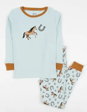 Kids Light Blue Horse Pajamas