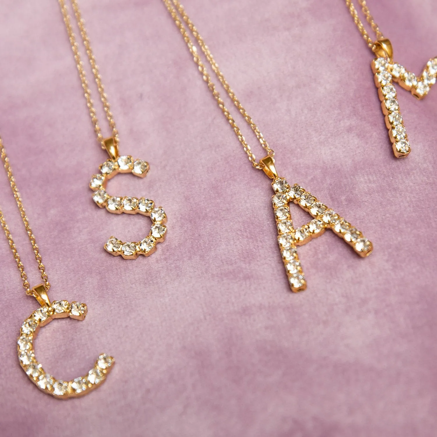 Letter Necklace A / Crystal