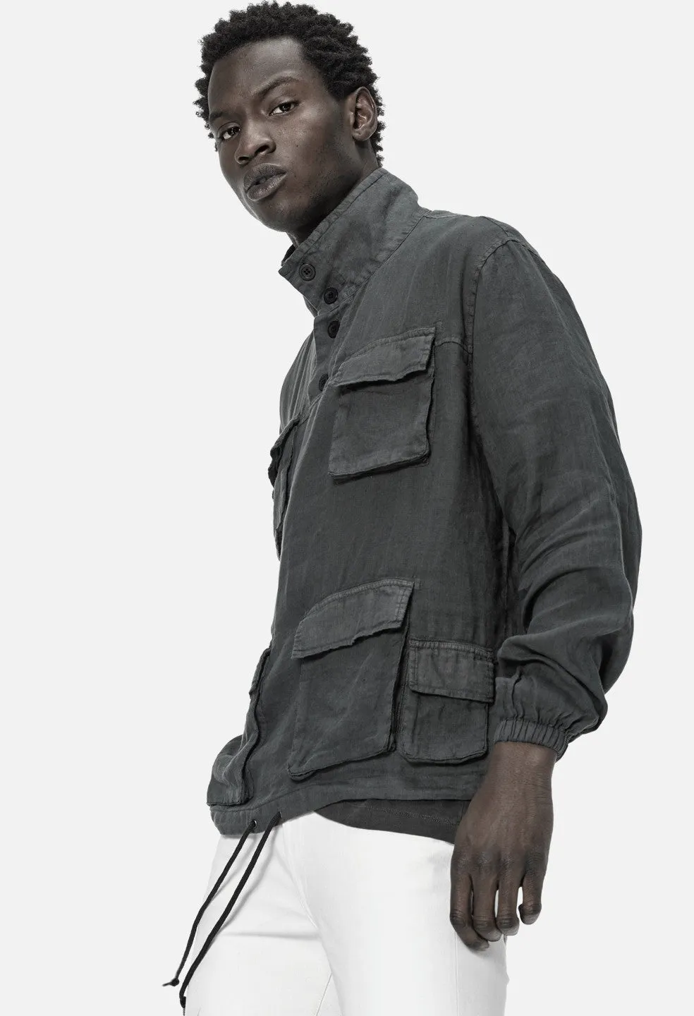 Linen M65 Pullover / Charcoal