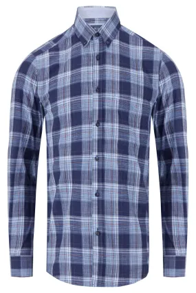 Long Sleeve Check Shirt - Navy / Blue