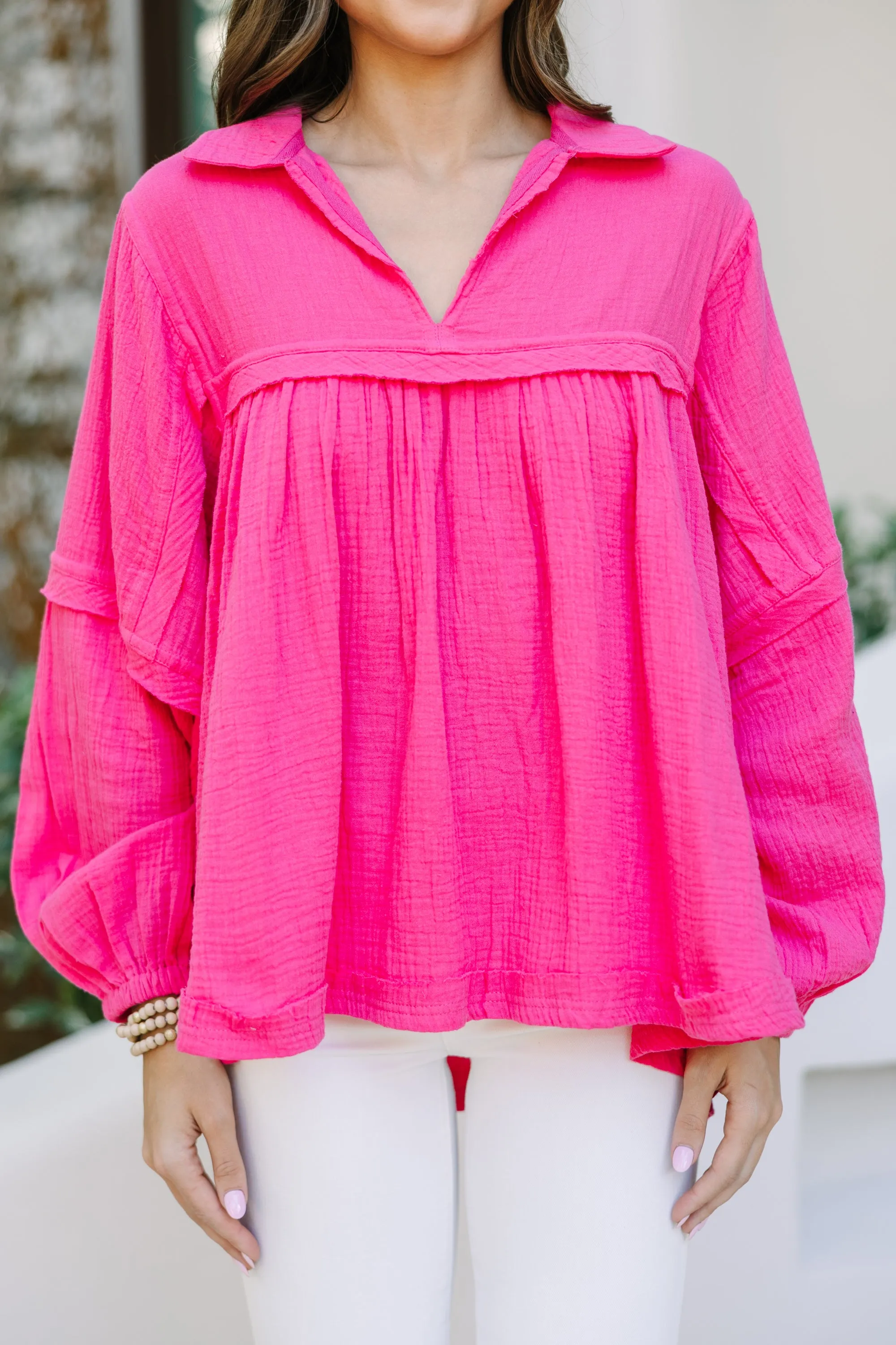 Love Life Fuchsia Pink Babydoll Top