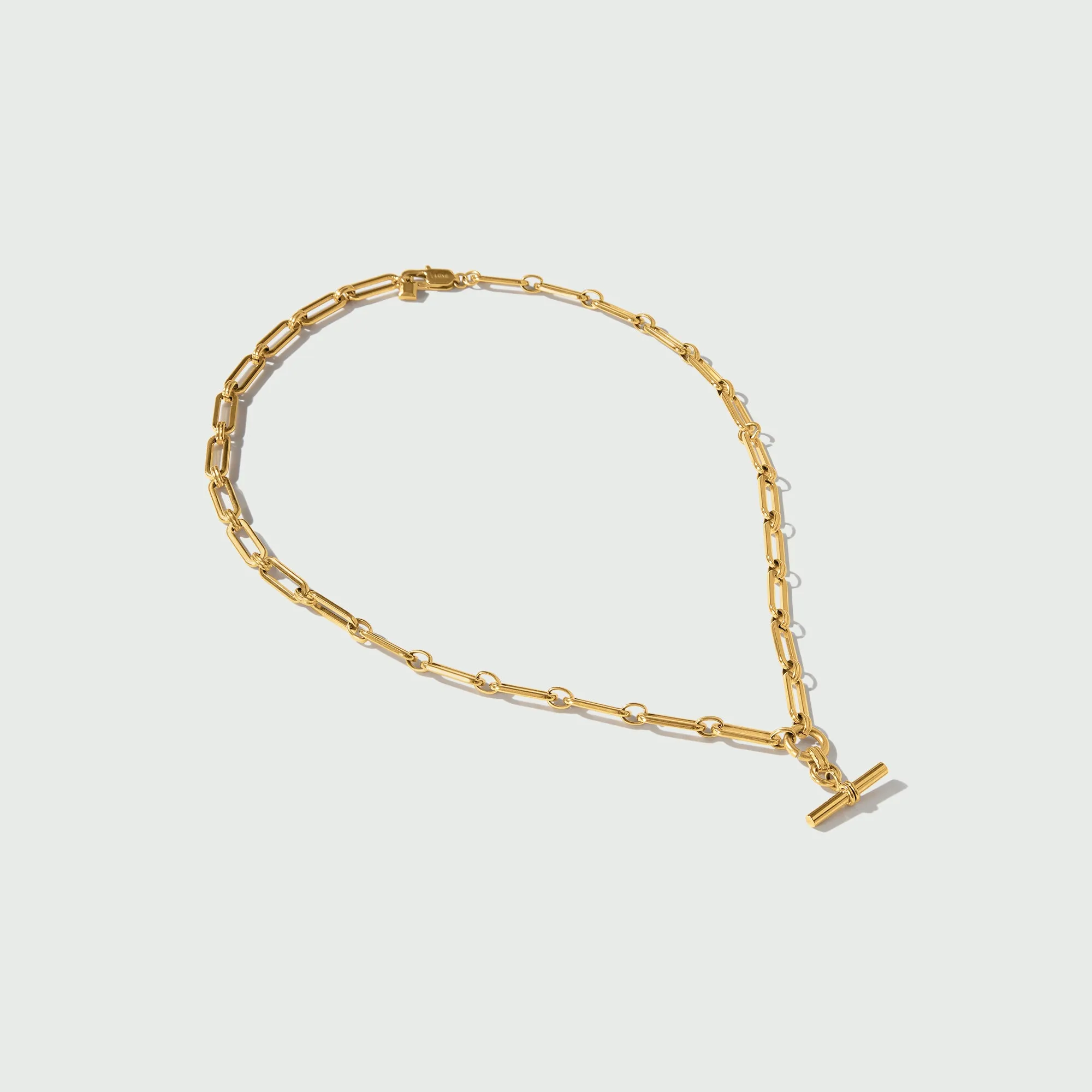 LUXE Linear Link T-Bar Necklace - Gold