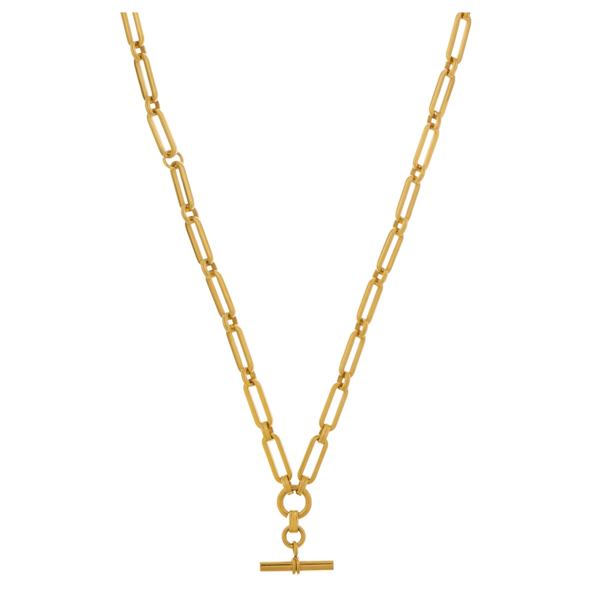 LUXE Linear Link T-Bar Necklace - Gold