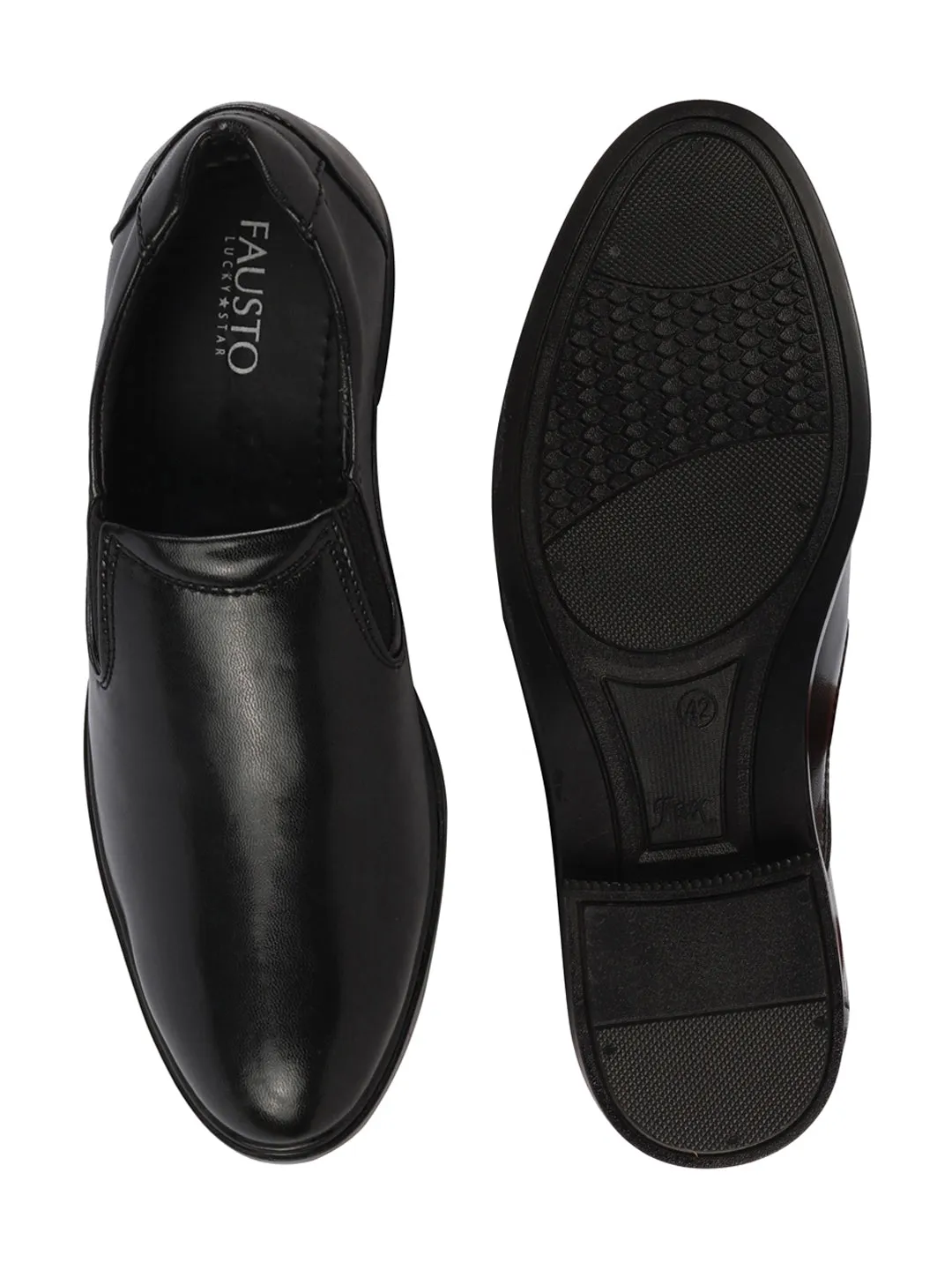 Men Black Formal Dress Slip On Shoes With Cushioned Footbed For Office|Work|Loafer|Half Shoes|Cut Shoe