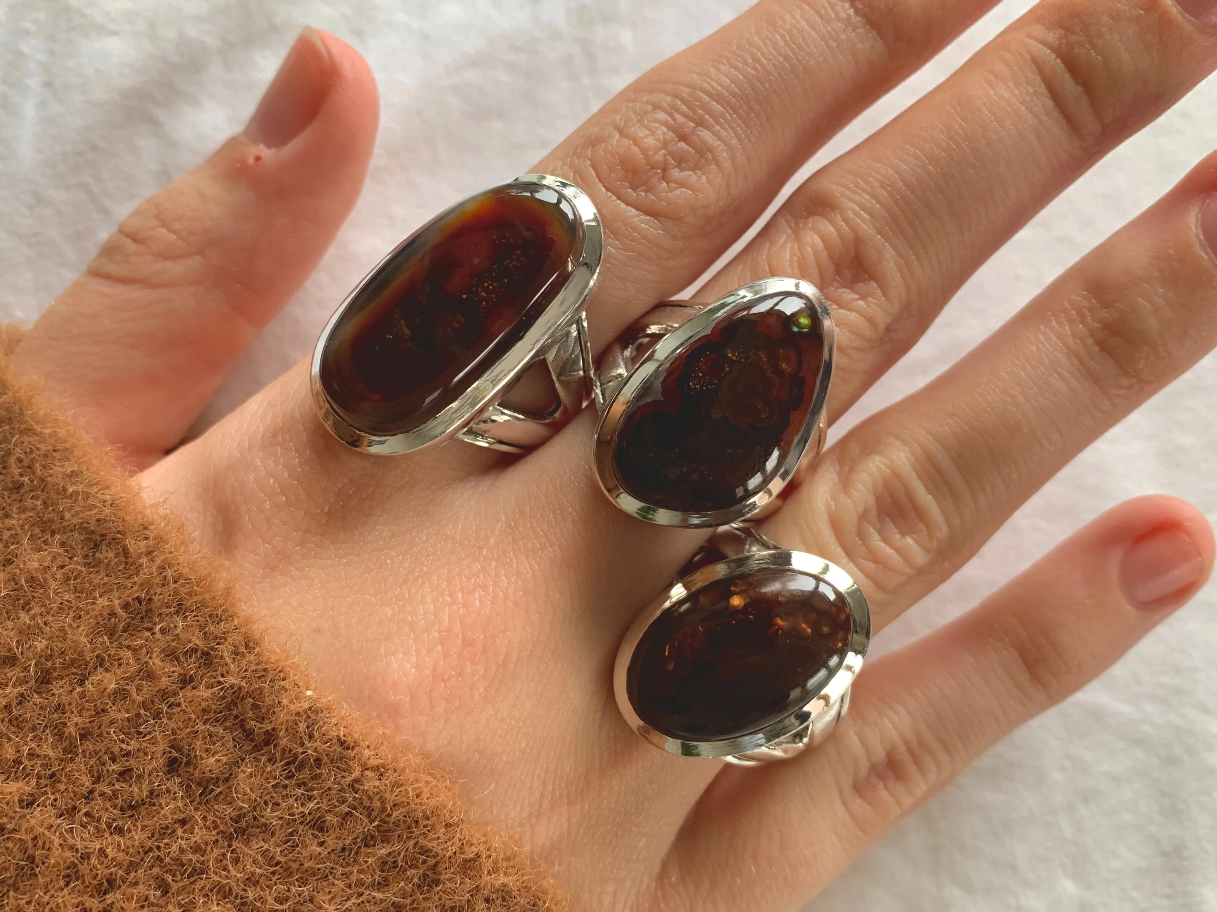 Mexican Fire Agate Cicero Rings (US 8 & 9)