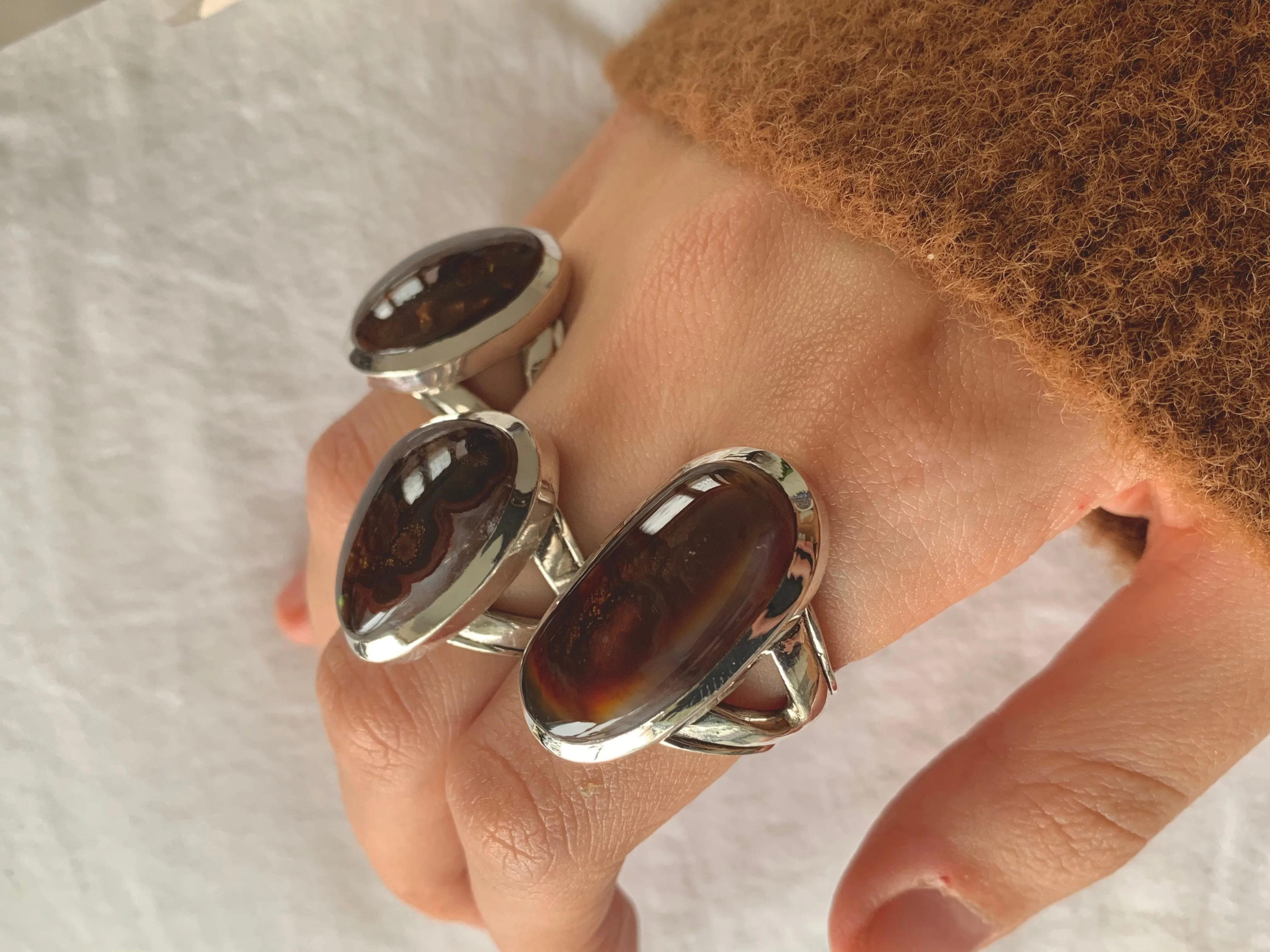 Mexican Fire Agate Cicero Rings (US 8 & 9)