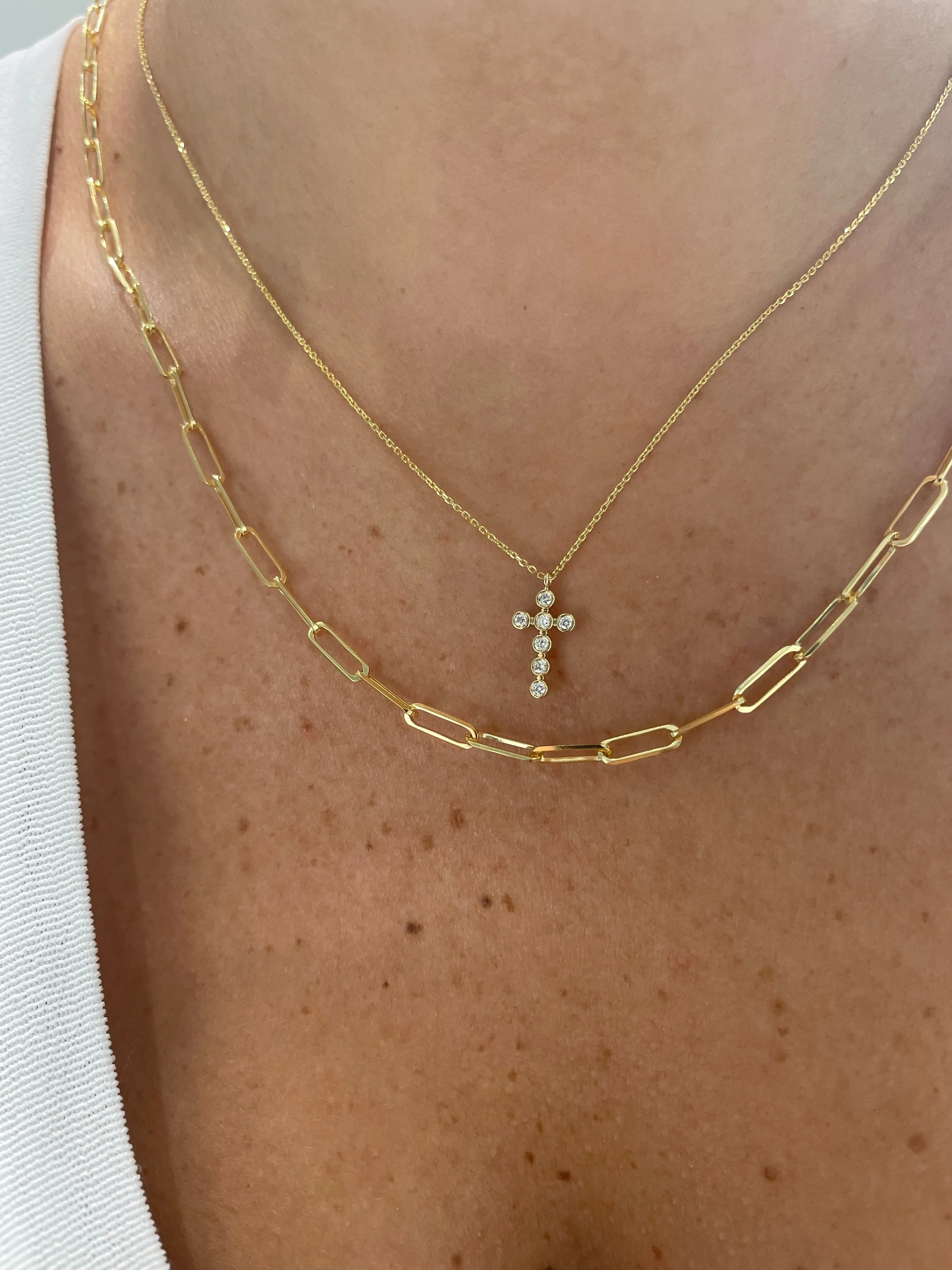 Mini Bezel Cross Necklace