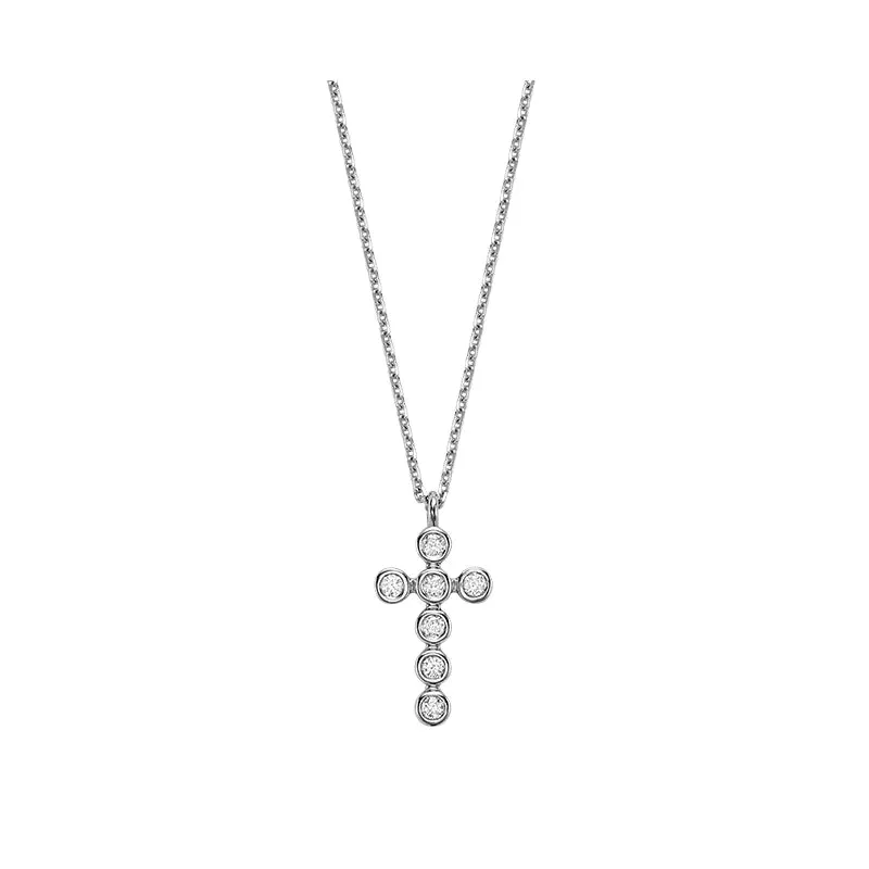 Mini Bezel Cross Necklace