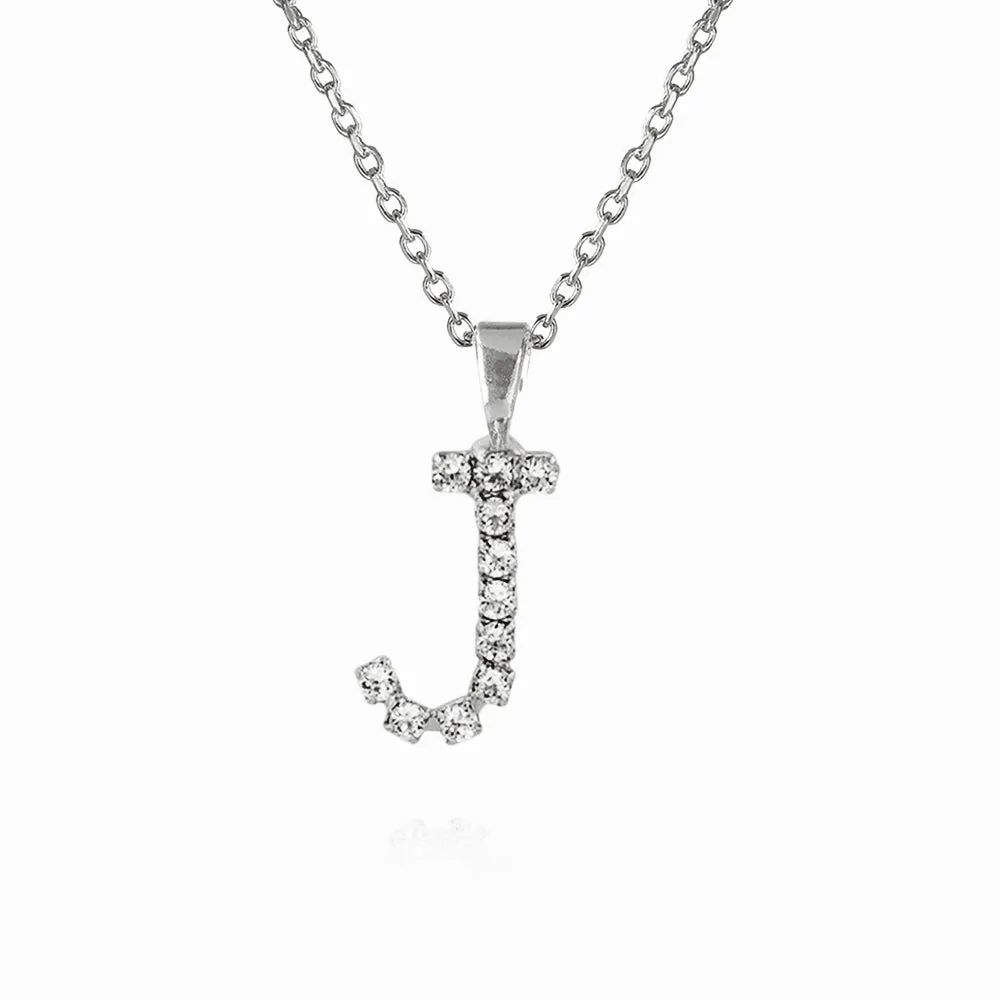 Mini Letter Necklace J / Crystal