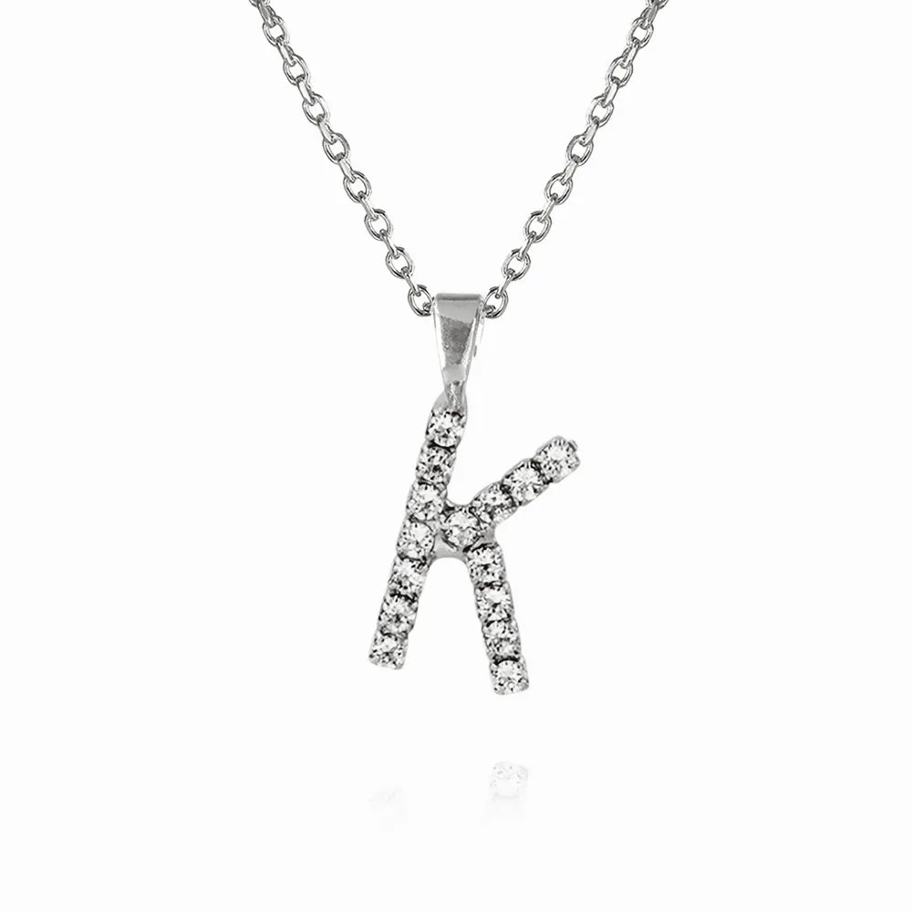 Mini Letter Necklace K / Crystal