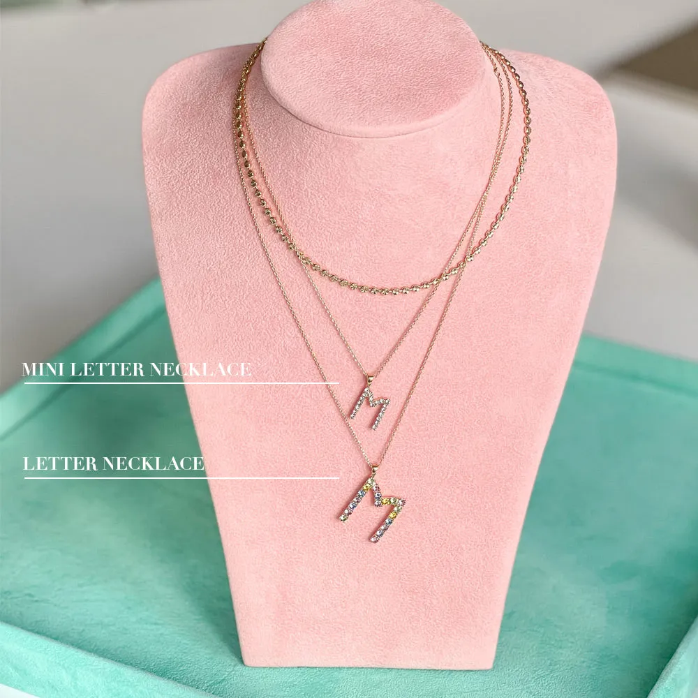 Mini Letter Necklace Y / Crystal