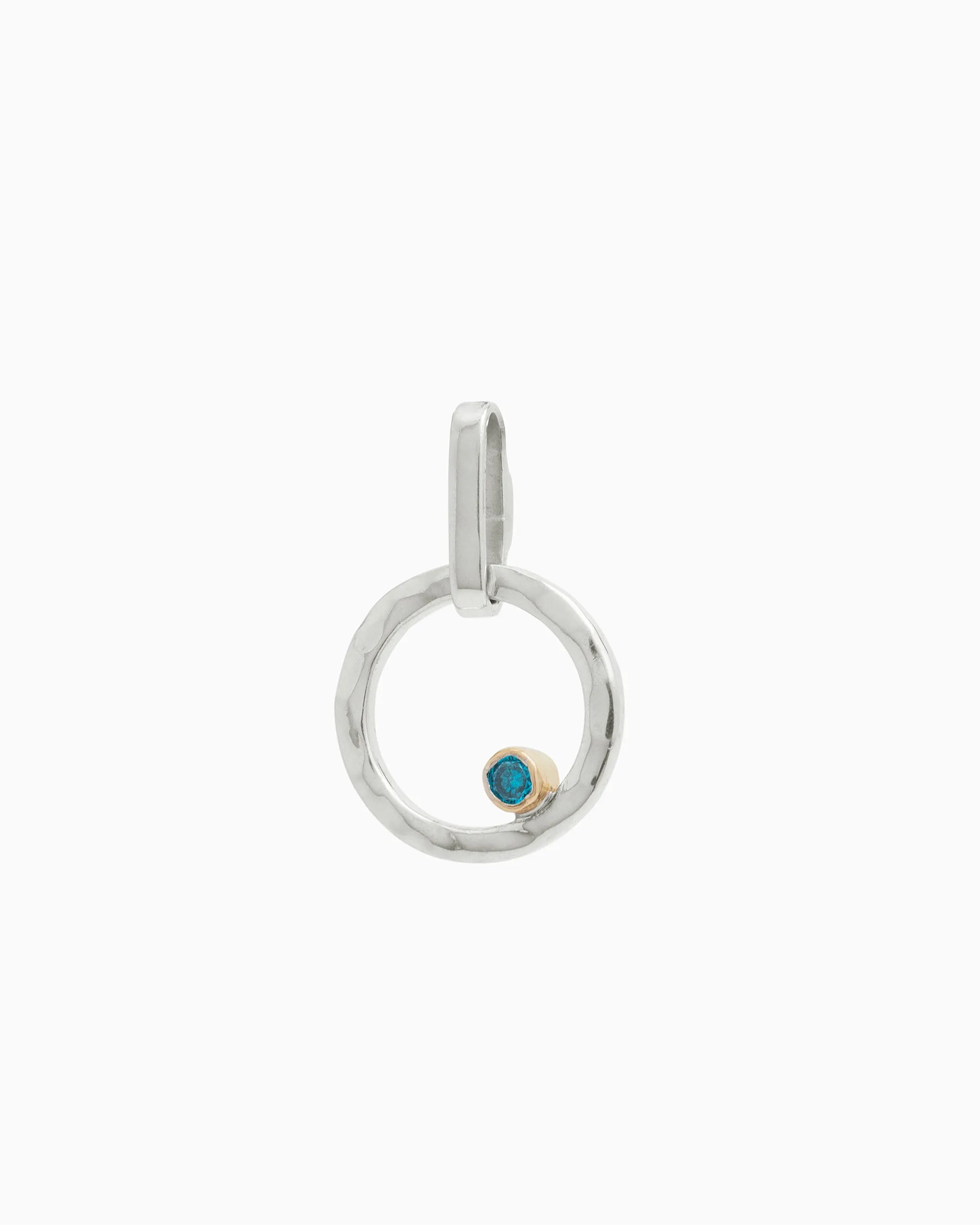 Mini One Love Pendant with Stone - Blue Zircon