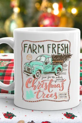 Mint truck Christmas ceramic coffee mug 15oz