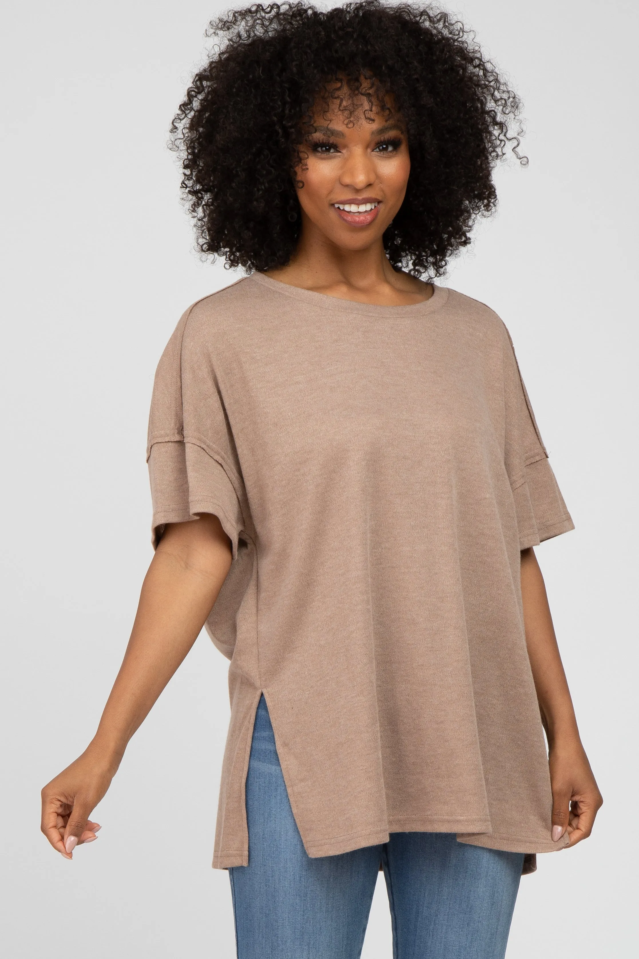 Mocha Knit Oversized Maternity Top