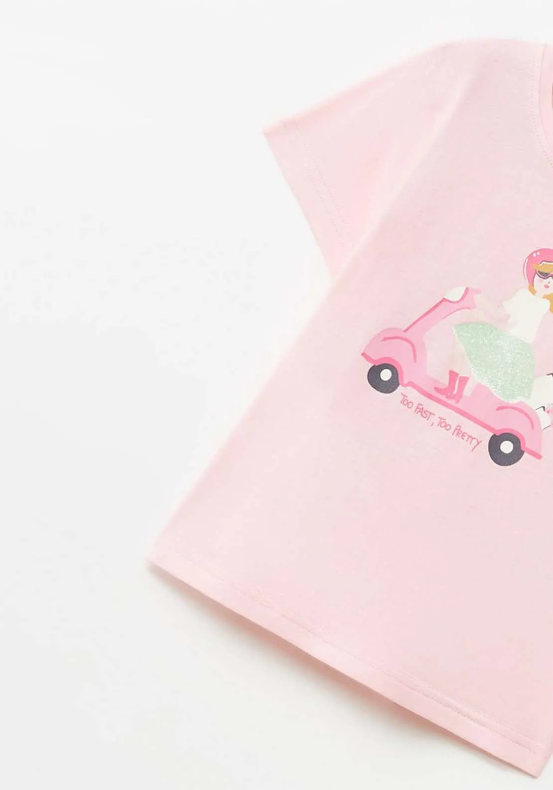 Moped Print T-Shirt - Pink