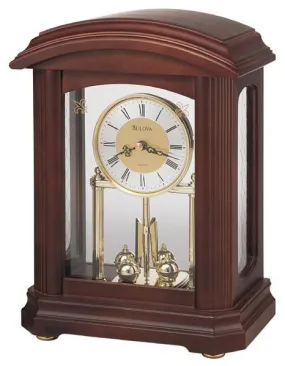 Nordale Mantel Clock by Bulova - Revolving Pendulum - Walnut Finish