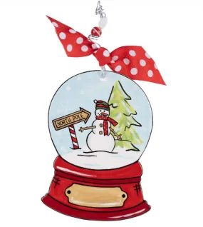 North Pole Snow Globe Flat Ceramic Holiday Ornament