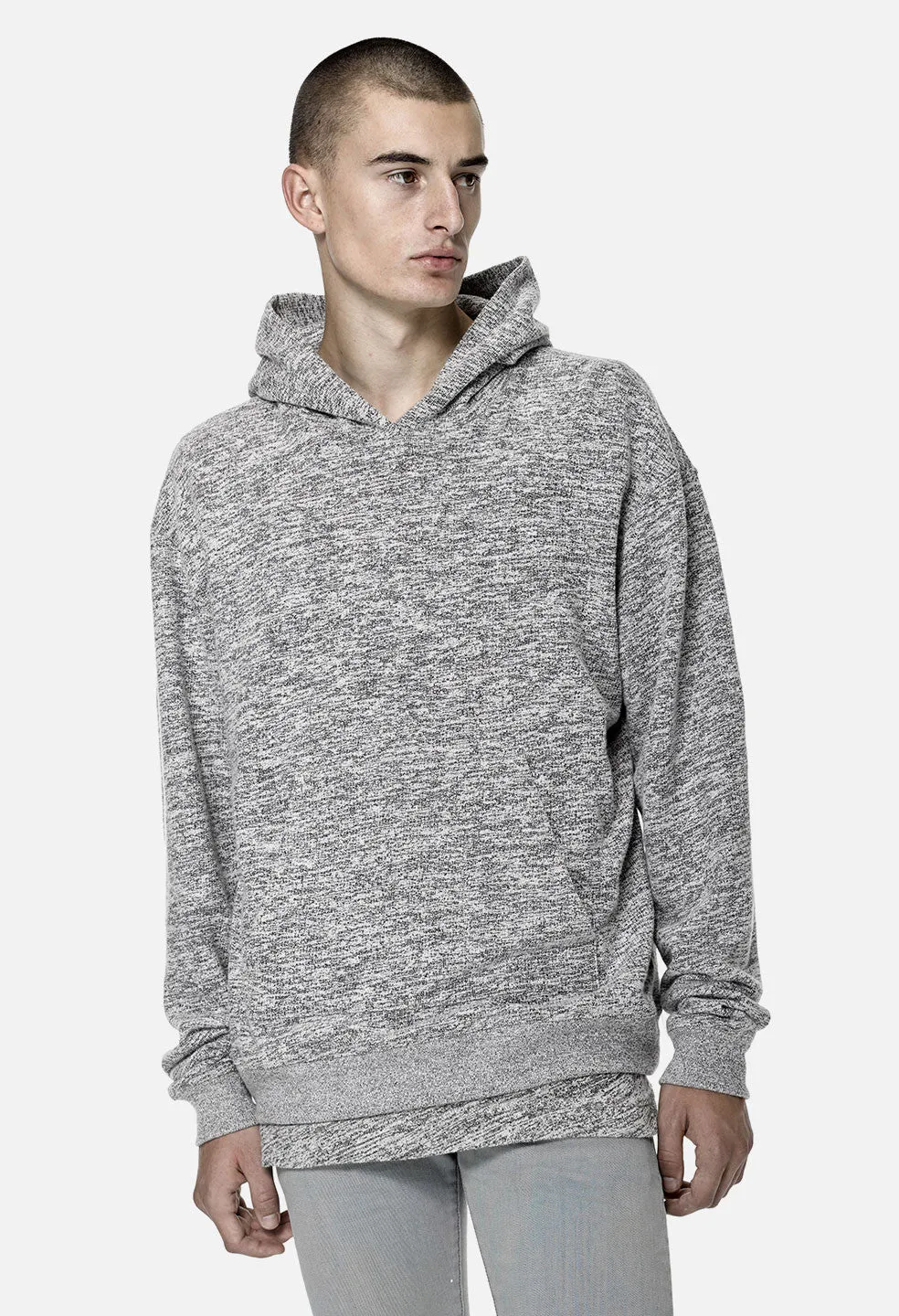 Oversized Cropped Hoodie / Co-Mix Grey