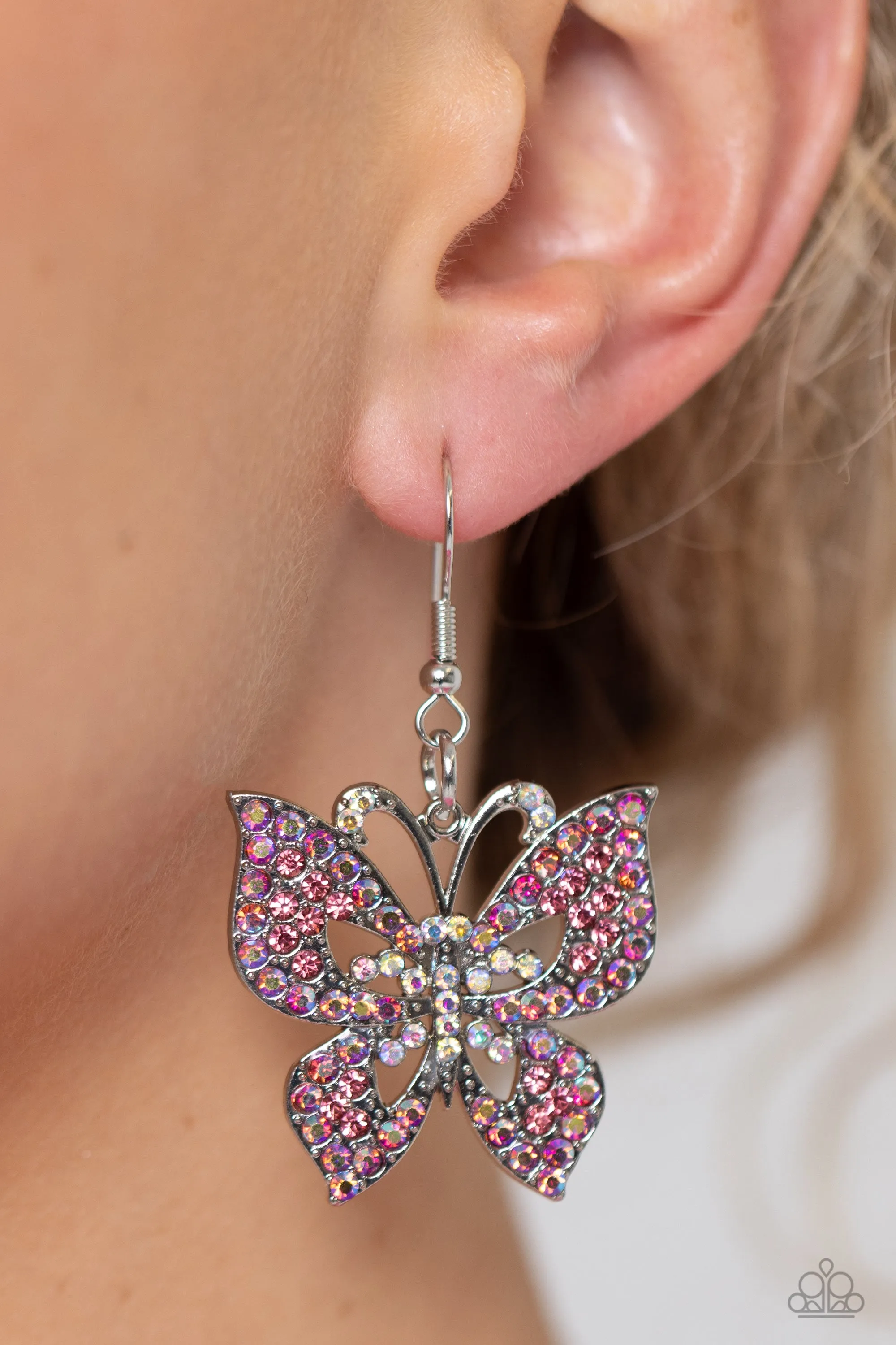 Paparazzi Bejeweled Breeze Pink Earrings