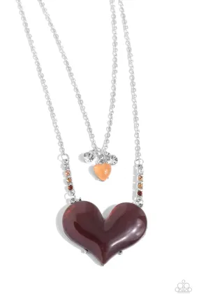 Paparazzi Heart-Racing Recognition Brown Necklace & Earring Set